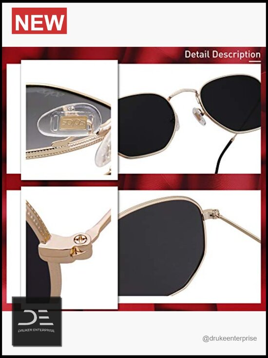 Square Polarized Sunglasses for Women Men Hexagonal Polygon UV400 Metal Frame main image 3